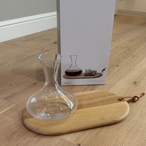 LSA INternational Glass Wine Carafe with Wooden Serving Board